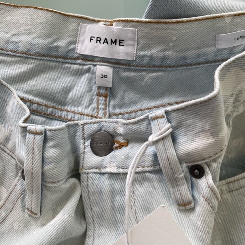 New FRAME Le Piper High Waist Straight Leg Jeans Caribbean Spray Women's Size 30 - Picture 5 of 10